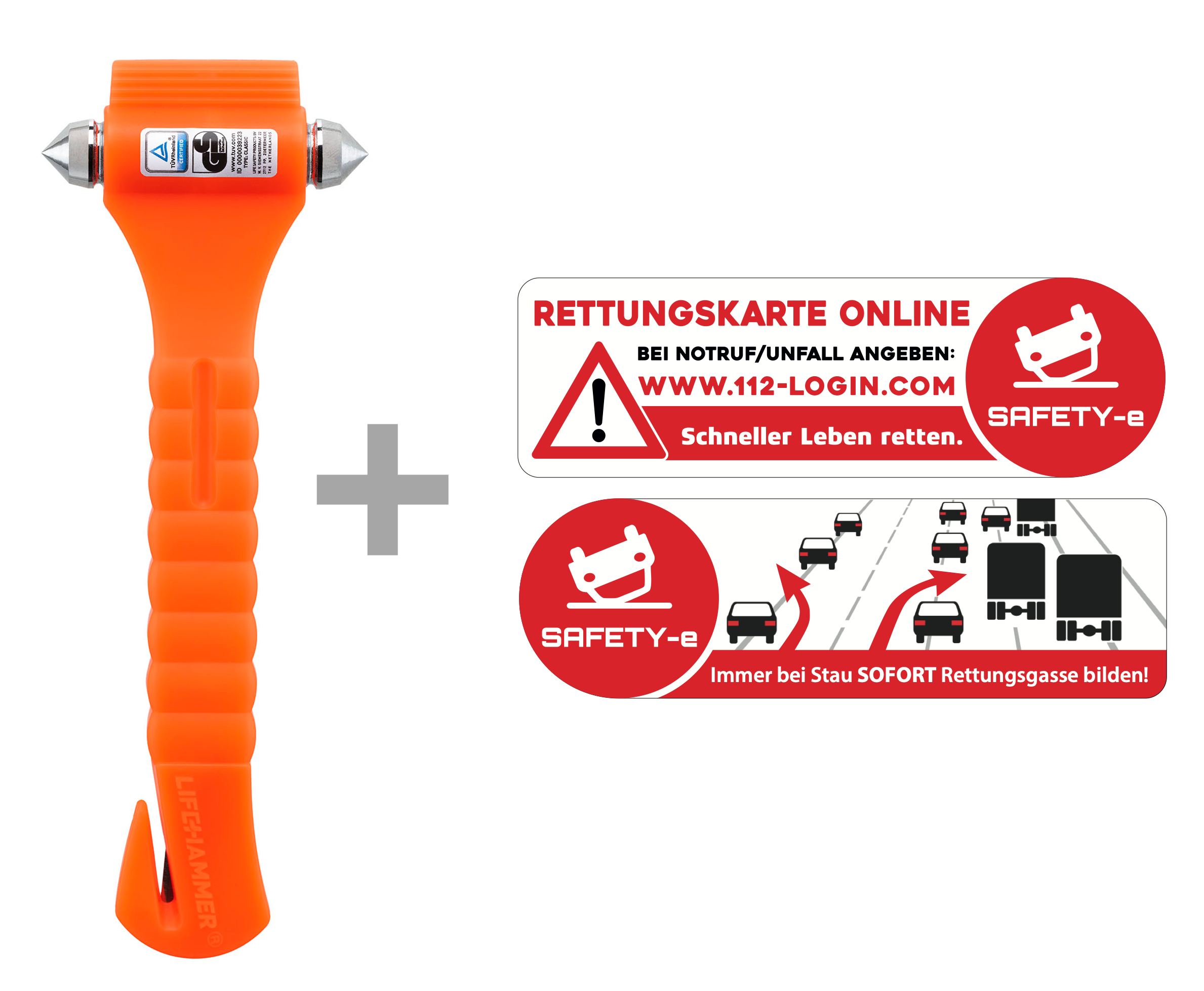 RESQ.SET: SAFETY-e digitale Rettungskarte inkl. Lifehammer (Notfallham –  Rettungskarte-Shop