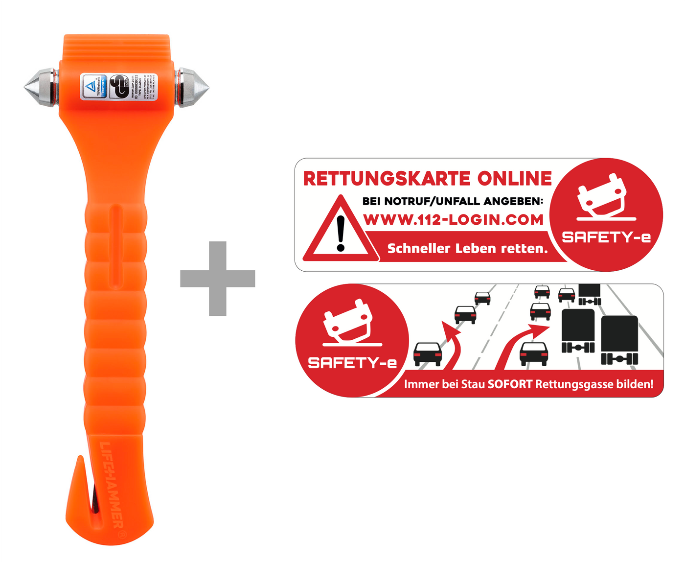 RESQ.SET: SAFETY-e digitale Rettungskarte inkl. Lifehammer (Notfallhammer)